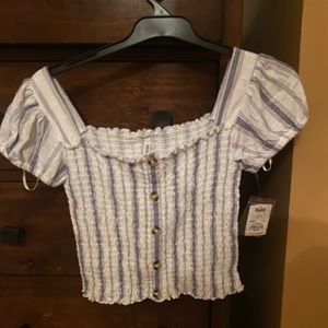 Mudd off the shoulder short sleeve crop top , ruffle sleeves